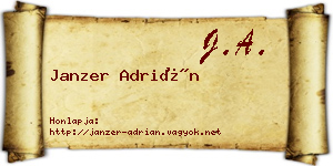 Janzer Adrián névjegykártya